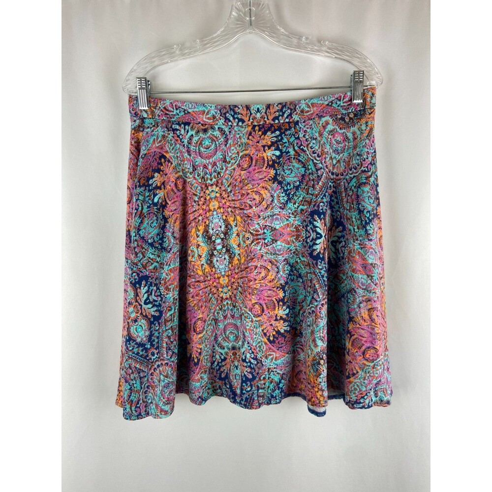 Cynthia Rowley Women's L Y2K Abstract Floral Paisley Mini Skirt Pockets Stretch